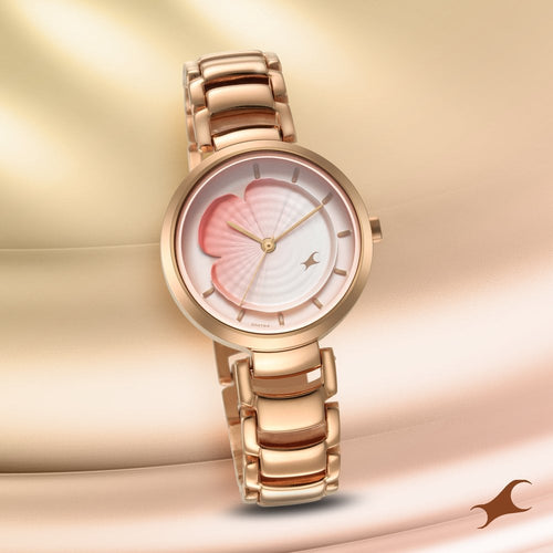 Fastrack Uptown Retreat Quartz Analog Pink Dial Metal Strap Watch for Girls NU6277WM01