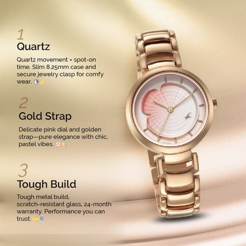 Fastrack Uptown Retreat Quartz Analog Pink Dial Metal Strap Watch for Girls NU6277WM01