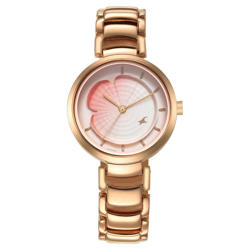 Fastrack Uptown Retreat Quartz Analog Pink Dial Metal Strap Watch for Girls NT6277WM01