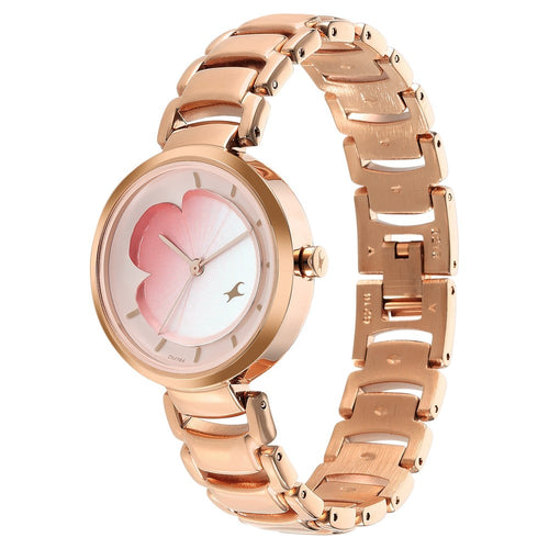 Fastrack Uptown Retreat Quartz Analog Pink Dial Metal Strap Watch for Girls NU6277WM01