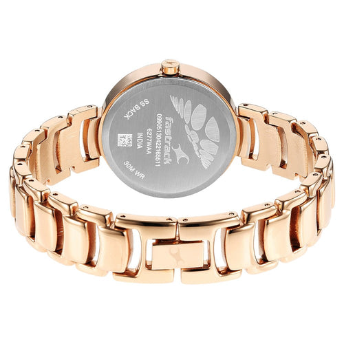 Fastrack Uptown Retreat Quartz Analog Pink Dial Metal Strap Watch for Girls NU6277WM01