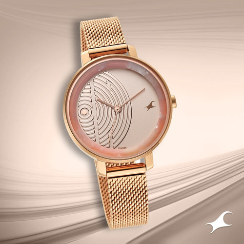 Fastrack Younique Quartz Analog Rose Gold Dial Stainless Steel Strap Watch for Girls NS6278WM01