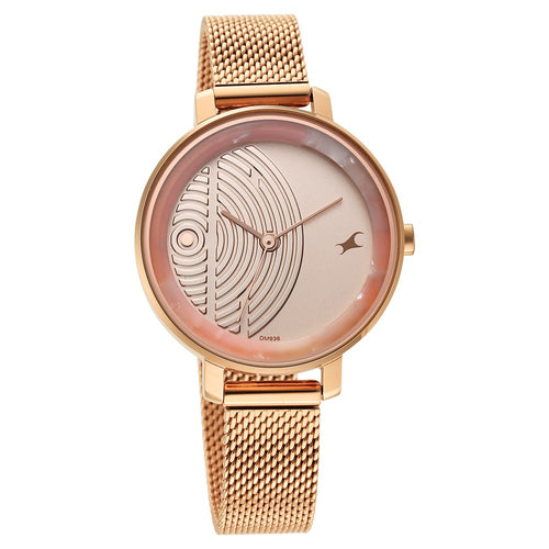 Fastrack Younique Quartz Analog Rose Gold Dial Stainless Steel Strap Watch for Girls NS6278WM01