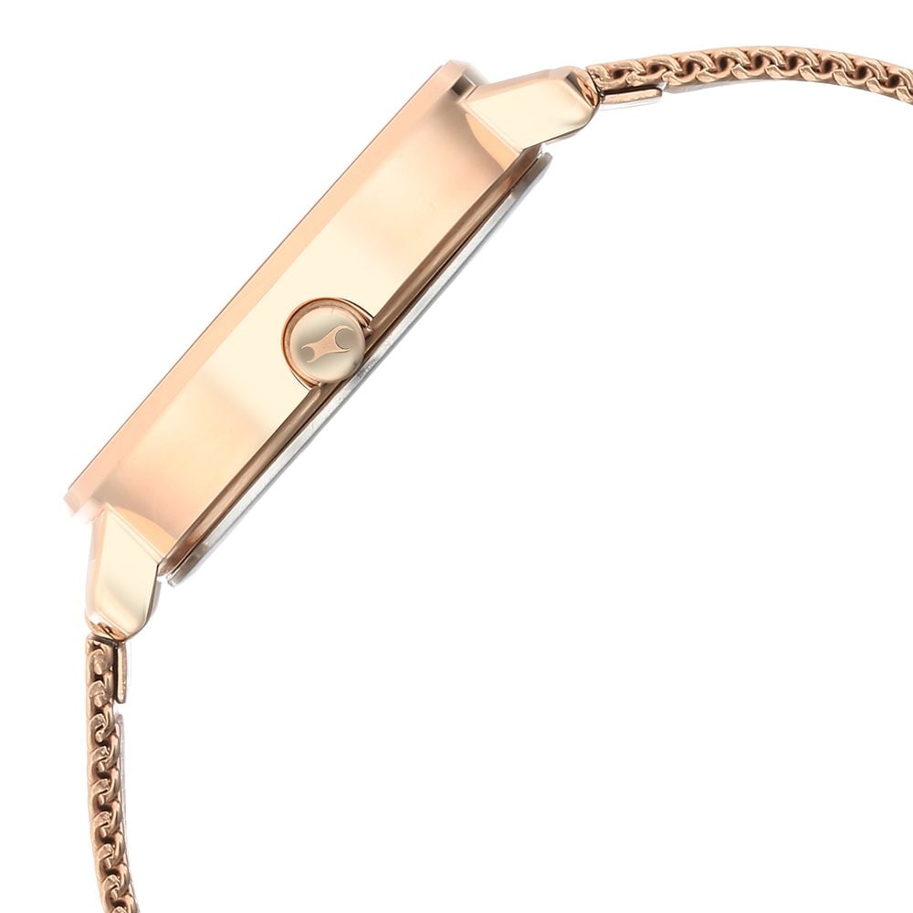 Fastrack Younique Quartz Analog Rose Gold Dial Stainless Steel Strap Watch for Girls NS6278WM01