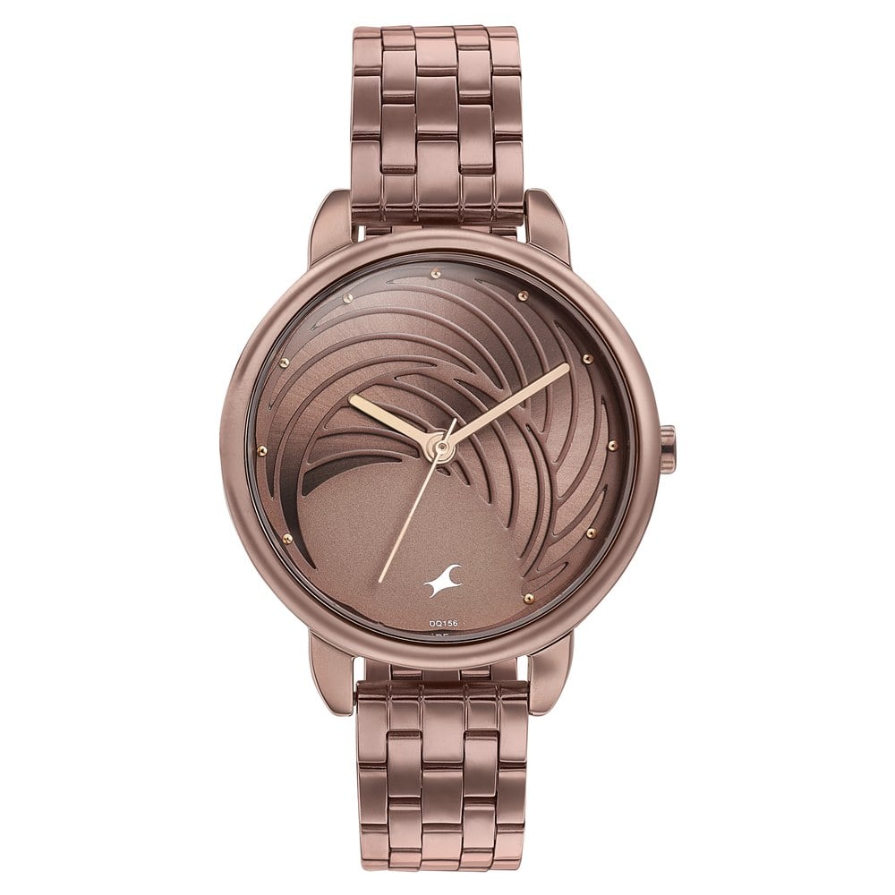 Fastrack Stunners Quartz Analog Brown Dial Stainless Steel Strap Watch for Girls NU6282QM01