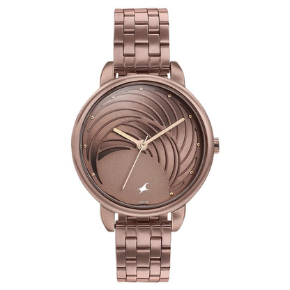 Fastrack Stunners Quartz Analog Brown Dial Stainless Steel Strap Watch for Girls NU6282QM01