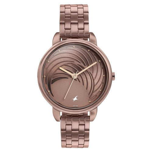 Fastrack Stunners Quartz Analog Brown Dial Stainless Steel Strap Watch for Girls NU6282QM01