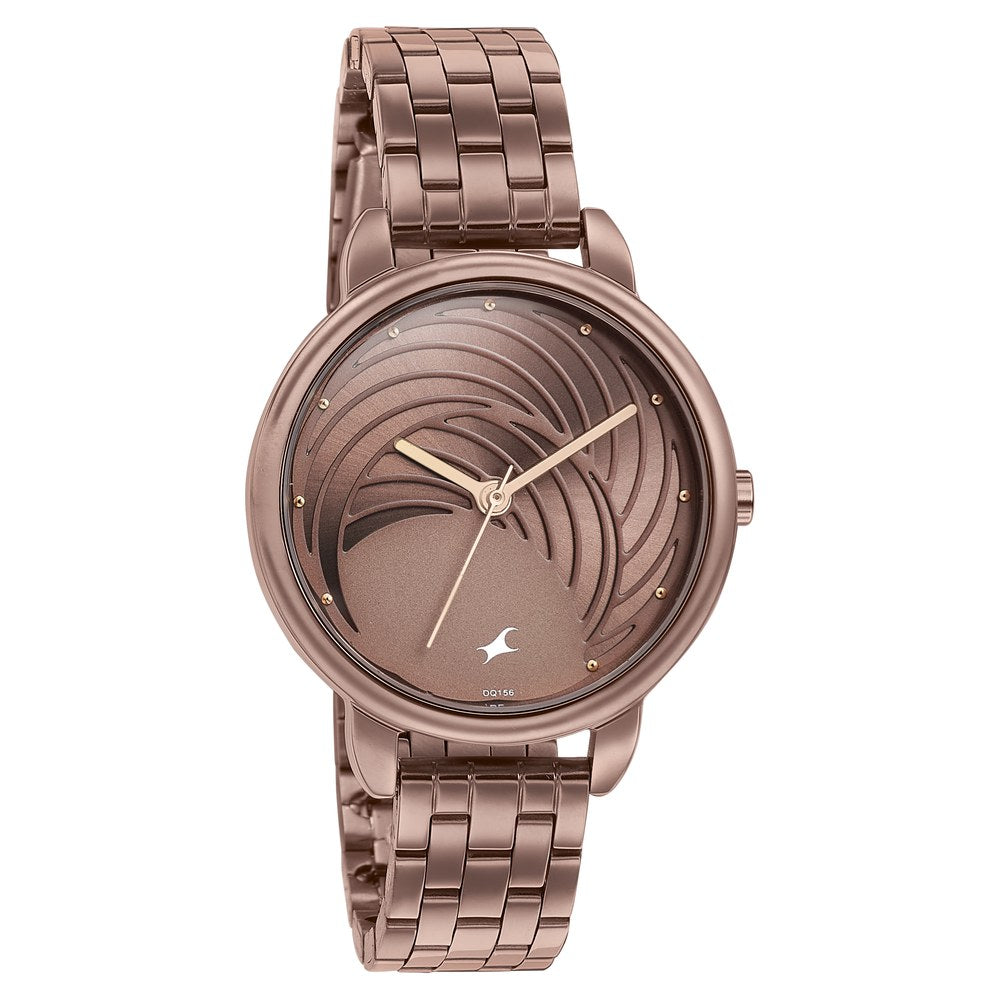 Fastrack Stunners Quartz Analog Brown Dial Stainless Steel Strap Watch for Girls NU6282QM01