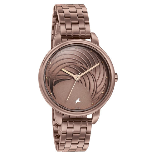 Fastrack Stunners Quartz Analog Brown Dial Stainless Steel Strap Watch for Girls NU6282QM01