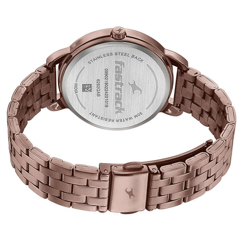 Fastrack Stunners Quartz Analog Brown Dial Stainless Steel Strap Watch for Girls NU6282QM01