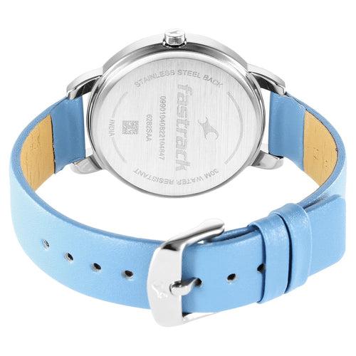 Fastrack Stunners Quartz Analog Blue Dial Leather Strap Watch for Girls NT6282SL01