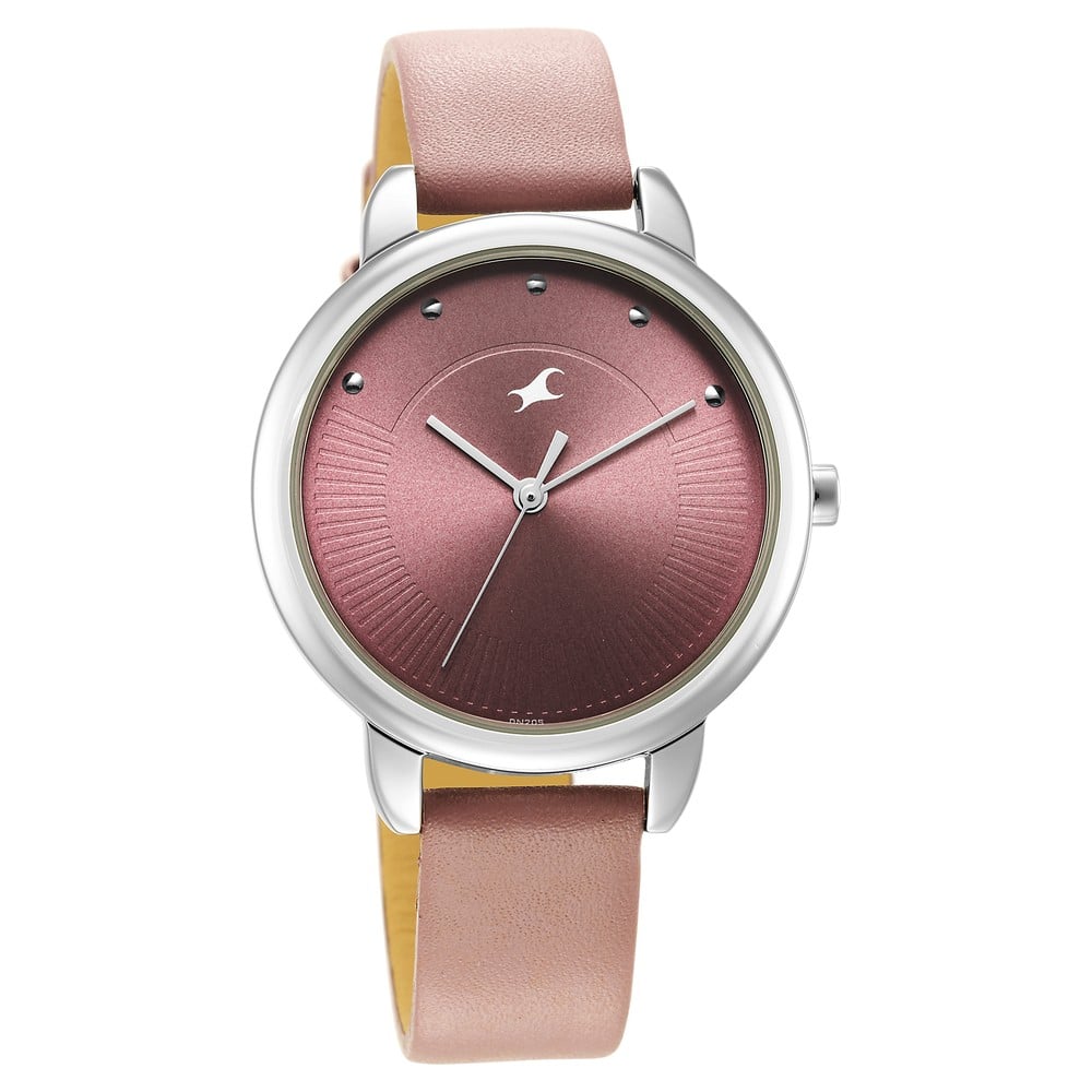 Fastrack Stunners Quartz Analog Purple Dial Leather Strap Watch for Girls NT6282SL02