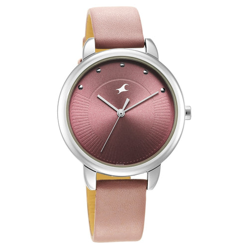 Fastrack Stunners Quartz Analog Purple Dial Leather Strap Watch for Girls NU6282SL02