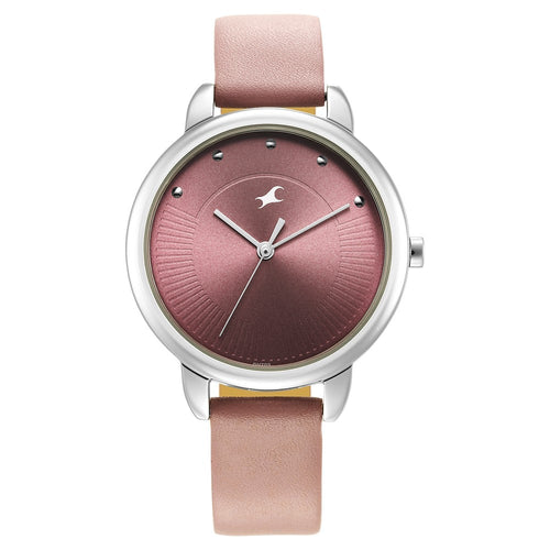 Fastrack Stunners Quartz Analog Purple Dial Leather Strap Watch for Girls NT6282SL02