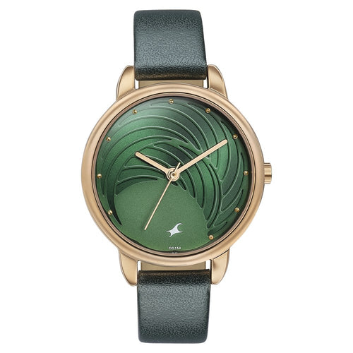Fastrack Stunners Quartz Analog Green Dial Leather Strap Watch for Girls NU6282WL01