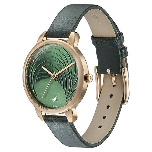 Fastrack Stunners Quartz Analog Green Dial Leather Strap Watch for Girls NU6282WL01