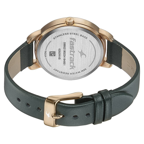 Fastrack Stunners Quartz Analog Green Dial Leather Strap Watch for Girls NU6282WL01