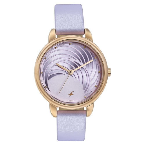 Fastrack Stunners Quartz Analog Purple Dial Leather Strap Watch for Girls 6282WL02