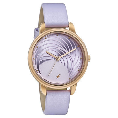 Fastrack Stunners Quartz Analog Purple Dial Leather Strap Watch for Girls 6282WL02