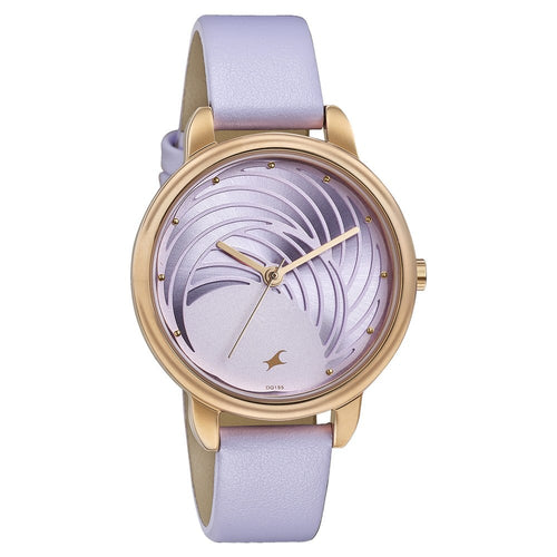 Fastrack Stunners Quartz Analog Purple Dial Leather Strap Watch for Girls 6282WL02