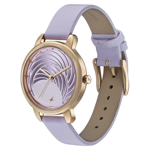 Fastrack Stunners Quartz Analog Purple Dial Leather Strap Watch for Girls 6282WL02