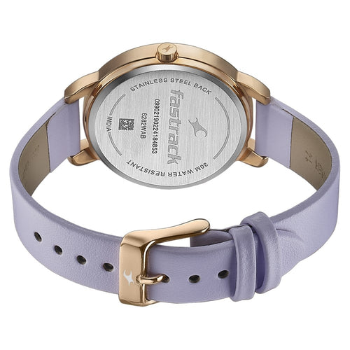 Fastrack Stunners Quartz Analog Purple Dial Leather Strap Watch for Girls 6282WL02