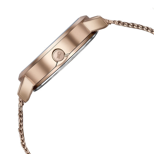 Fastrack Style Up Quartz Analog Mother Of Pearl Dial Rose Gold Stainless Steel Strap Watch For Girls 6284WM05