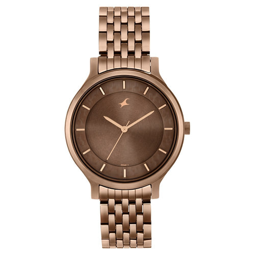 Fastrack Crush Quartz Analog Brown Dial Stainless Steel Strap Watch for Girls NT6292QM01