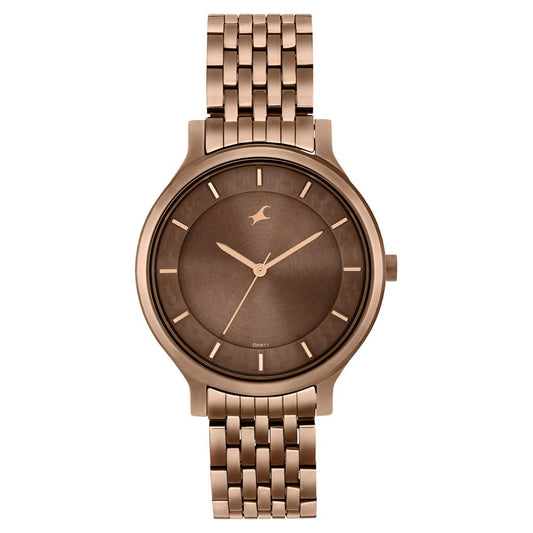 Fastrack Crush Quartz Analog Brown Dial Stainless Steel Strap Watch for Girls NU6292QM01