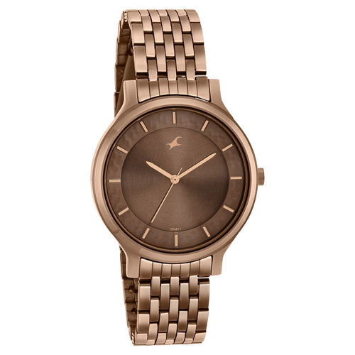 Fastrack Crush Quartz Analog Brown Dial Stainless Steel Strap Watch for Girls NT6292QM01