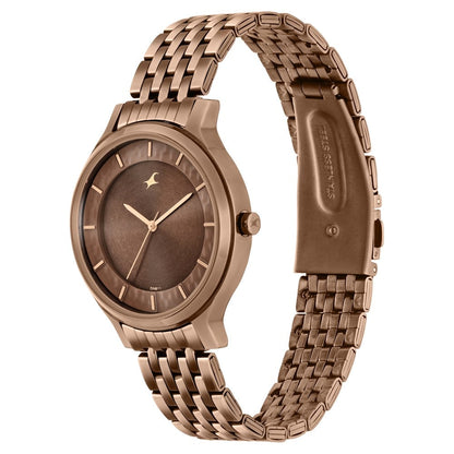 Fastrack Crush Quartz Analog Brown Dial Stainless Steel Strap Watch for Girls NU6292QM01