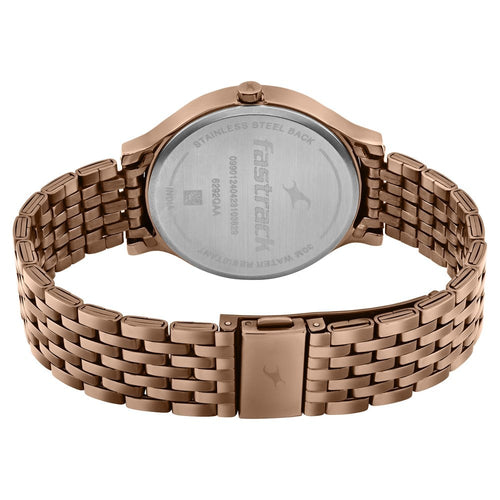 Fastrack Crush Quartz Analog Brown Dial Stainless Steel Strap Watch for Girls NT6292QM01