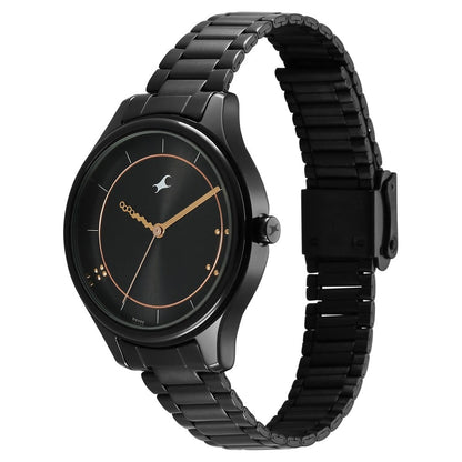 Fastrack Stunners Quartz Analog Black Dial Black Metal Strap Watch For Girls NT6296NM01