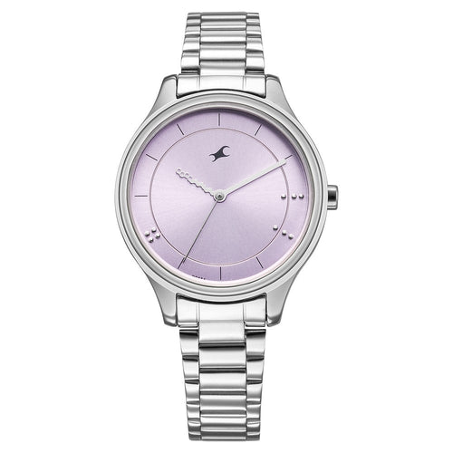 Fastrack Stunners Quartz Analog Pink Dial Silver Metal Strap Watch For Girls 6296SM01