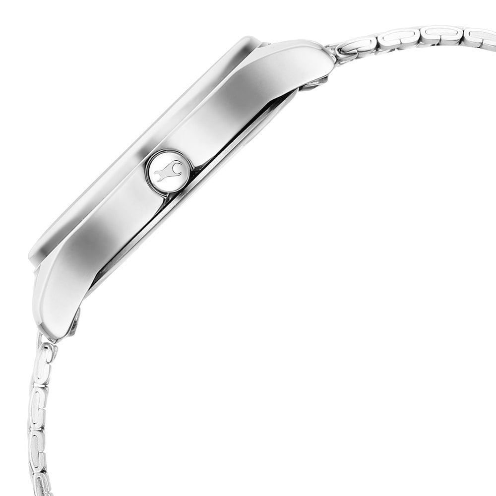 Fastrack Stunners Quartz Analog Pink Dial Silver Metal Strap Watch For Girls 6296SM01