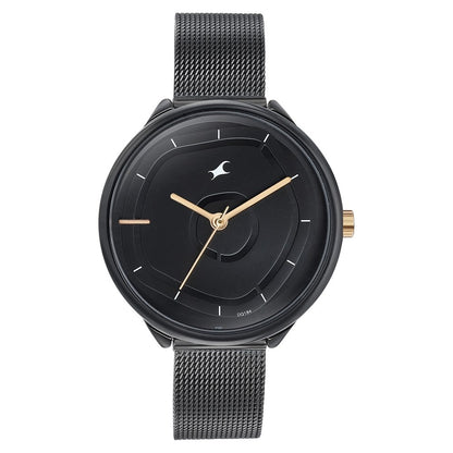 Fastrack Stunners Quartz Analog Black Dial Stainless Steel Strap Watch for Girls NT6303KM01
