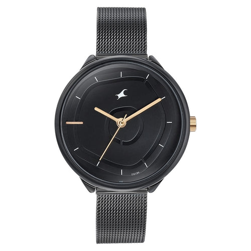 Fastrack Stunners Quartz Analog Black Dial Stainless Steel Strap Watch for Girls NU6303KM01