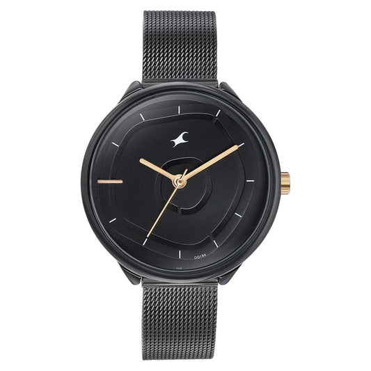 Fastrack Stunners Quartz Analog Black Dial Stainless Steel Strap Watch for Girls NU6303KM01