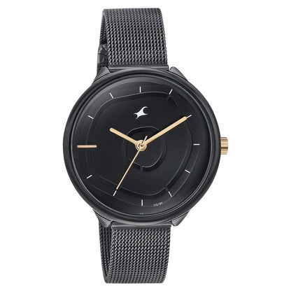 Fastrack Stunners Quartz Analog Black Dial Stainless Steel Strap Watch for Girls NU6303KM01
