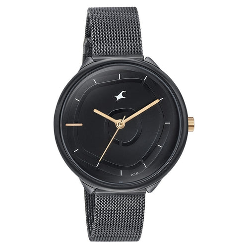 Fastrack Stunners Quartz Analog Black Dial Stainless Steel Strap Watch for Girls NU6303KM01