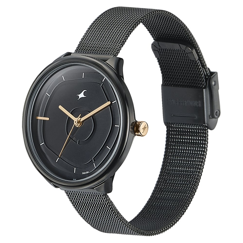 Fastrack Stunners Quartz Analog Black Dial Stainless Steel Strap Watch for Girls NT6303KM01