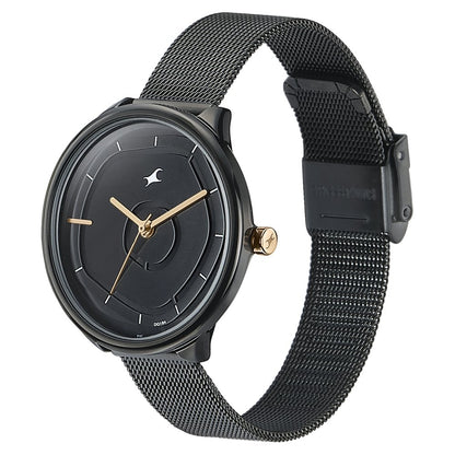 Fastrack Stunners Quartz Analog Black Dial Stainless Steel Strap Watch for Girls NT6303KM01