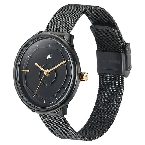 Fastrack Stunners Quartz Analog Black Dial Stainless Steel Strap Watch for Girls NU6303KM01