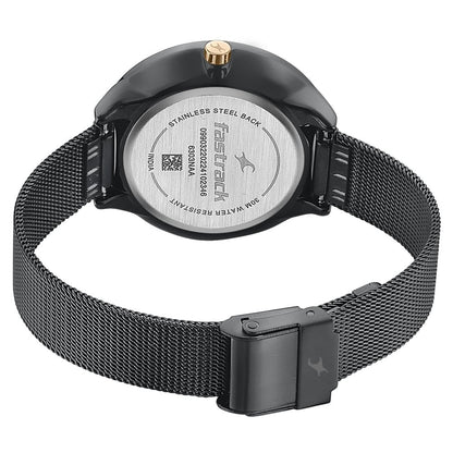 Fastrack Stunners Quartz Analog Black Dial Stainless Steel Strap Watch for Girls NU6303KM01