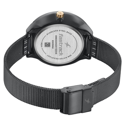 Fastrack Stunners Quartz Analog Black Dial Stainless Steel Strap Watch for Girls NU6303KM01