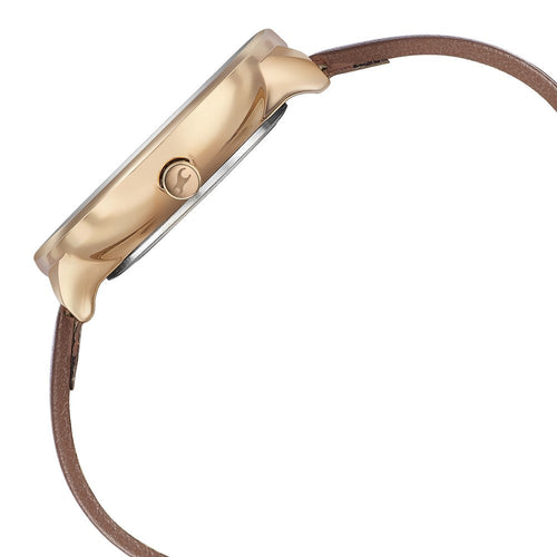 Fastrack Stunners Analog Rose Gold Dial Brown Leather Strap Watch For Girls 6303WL01