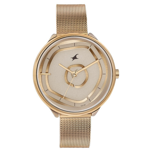 Fastrack Stunners Quartz Analog Rose Gold Dial Stainless Steel Strap Watch for Girls NU6303WM01