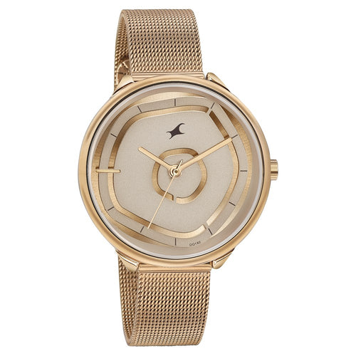 Fastrack Stunners Quartz Analog Rose Gold Dial Stainless Steel Strap Watch for Girls NU6303WM01
