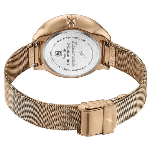 Fastrack Stunners Quartz Analog Rose Gold Dial Stainless Steel Strap Watch for Girls NU6303WM01