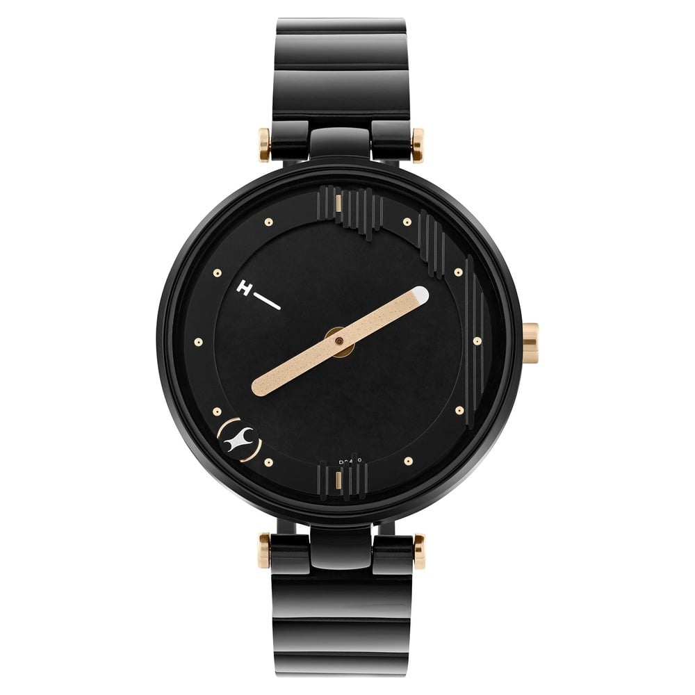 Fastrack MetaWe Quartz Analog Black Dial Stainless Steel Strap Watch For Girls 6305KM01